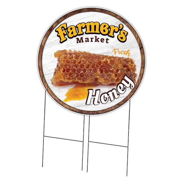 Signmission Farmers Market Honey For Sale Double Sided Corrugated Plastic Circle Yard Sign, C-36-CIR-DS-WS-Honey C-36-CIR-DS-WS-Honey - main
