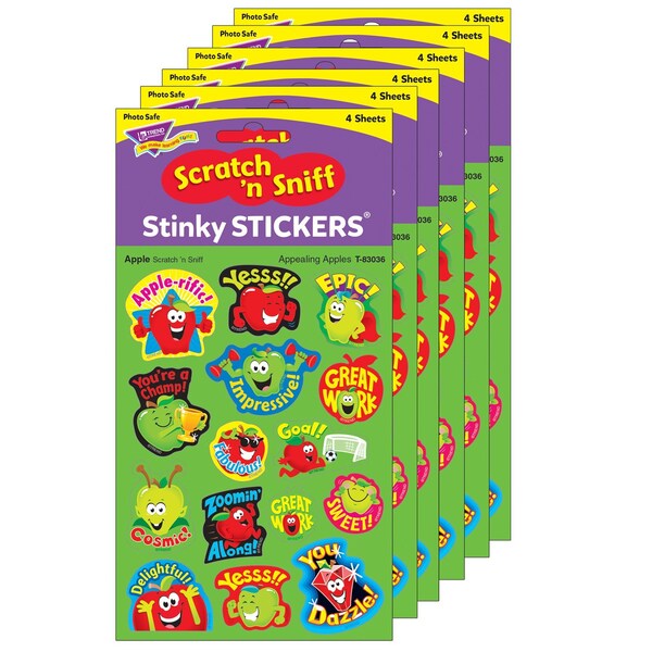 Trend Appealing Apples/Apple Mixed Shapes Stinky Stickers, 60-Piece Set, 6PK T83036 - main