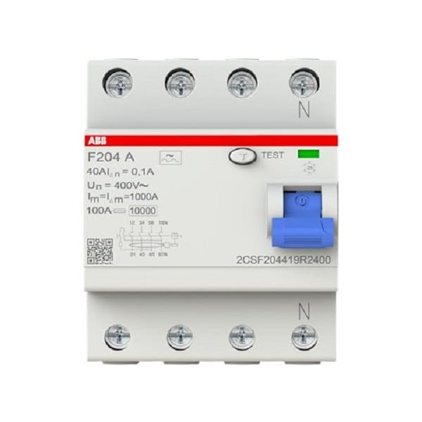 Abb Residual Current Circuit Breaker F200 - 4P - 100 mA - 40 A - Type A/G F204A-40/0.1 - main