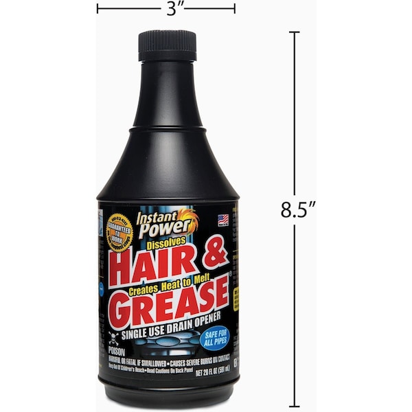 Instant Power Hair & Grease 20 Oz. Liquid Single Use Drain Opener 1971 - main