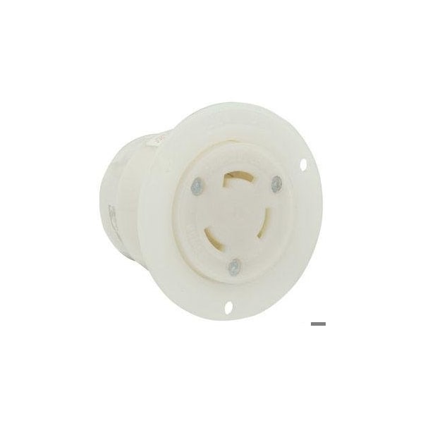 Leviton Flanged Locking Inlet, Non-NEMA, 30 A, 125/250V AC, 3 Pole, Screw Terminals, White 3335-C - main