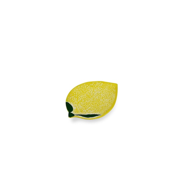 Homeroots 6in Yellow Lemon Metal Handmade Tray 483172 - main