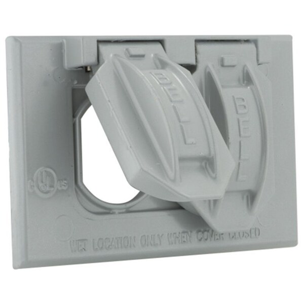Hubbell Cover, 2-13/16 in L, 4-9/16 in W, Metal, Gray, Powder-Coated 5180-5 - main