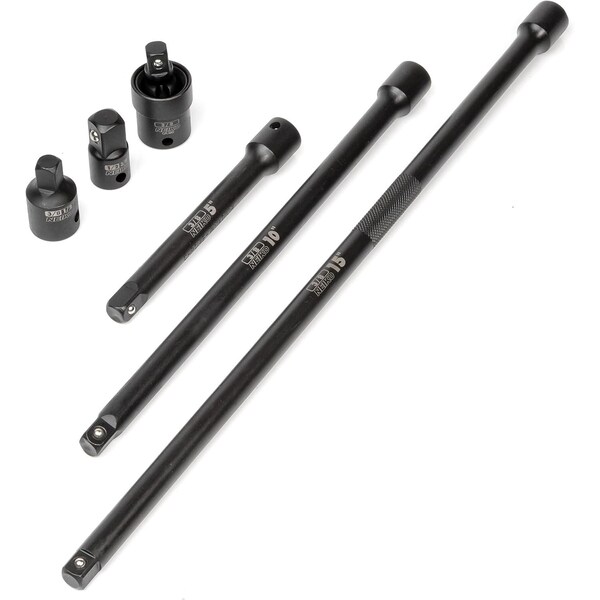 Neiko 3/8'' Drive Impact Socket Extension and Adapter Set, 6-Pieces, 5'', 10'', 15'' Size 00240A - main