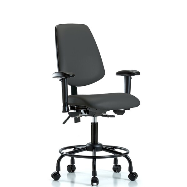 Blue Ridge Ergonomics Desk Chair Adjustable Arms, 21" to 26" Height, Vinyl, Charcoal BR-VDHCH-MB-RT-T0-A1-RC-8605 - main