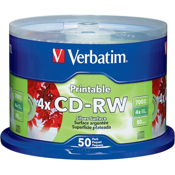 Verbatim CD-RW Disc, 700 MB, 80 min, 4x, PK50 VER95159 - main