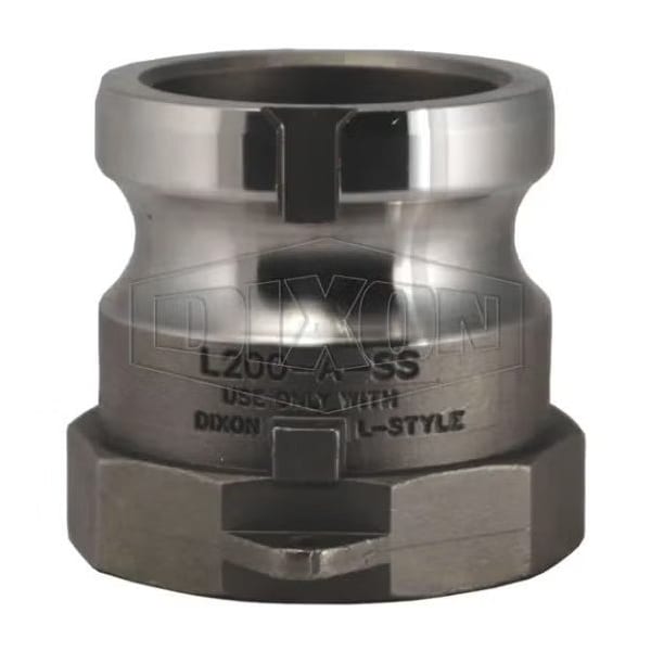 Dixon Vent-Lock Type A Cam and Groove Adapter, 2 in x 2-11-1/2, Male Adapter x FNPT, 316 SSss Steel L200-A-SS - main