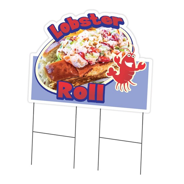 Signmission Lobster Roll Die Cut Yard Sign & Stake outdoor plastic coroplast window, C-DC-2436-Lobster Roll19 C-DC-2436-Lobster Roll19 - main