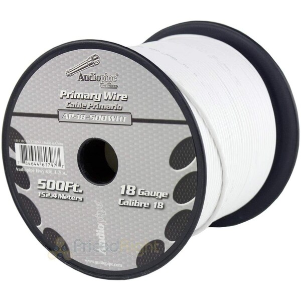 Audiopipe Primary Wire, 18 AWG, 1C C, White AU329861 - main