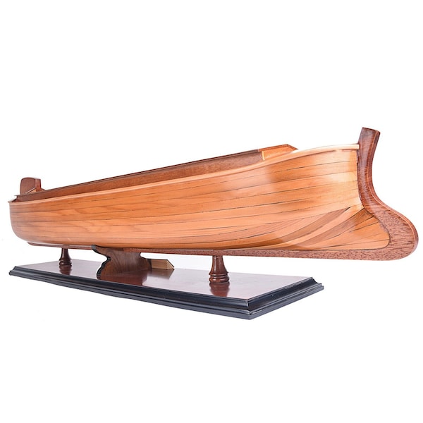 Homeroots 8" Wooden Manufactured Wood Hand Painted Decorative Boat 401872 - main