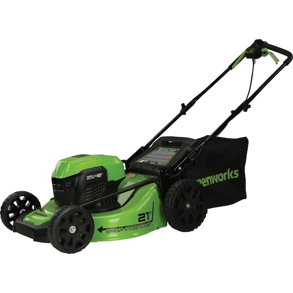 Greenworks 24V, 2 x 24V 21'' Self-Propelled Lawn Mower with, 2 5.0 Ah Batteries & Dual-Port Charger 2532502 - main