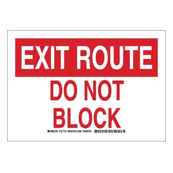 Brady Exit Route, Do Not Block, 7 in x 10 in, Rectangle, Polyester, 127172 127172 - main