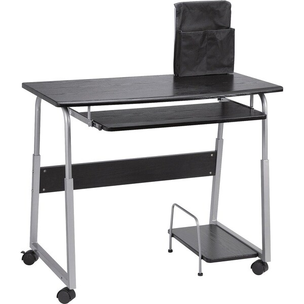 Lorell Lorell Laminate Mobile Computer Desk, Black/Silver 84847 - main