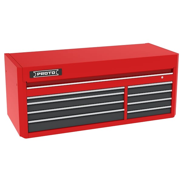 Proto 550 Series Top Chest, 8 Drawer, Red/Gray, Steel, 66 in W x 27 in D x 27 in H J556627B-8SG - main