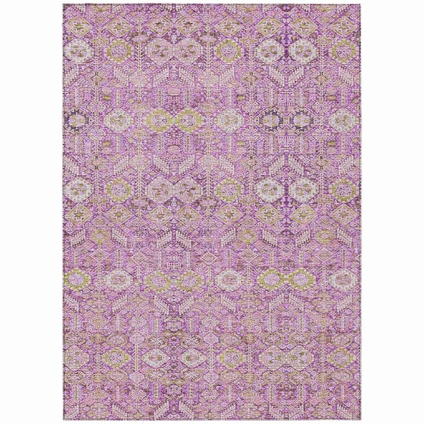 Homeroots 8' X 10' Lavender and Ivory Floral Washable Non Skid Indoor Outdoor Area Rug 564344 - main