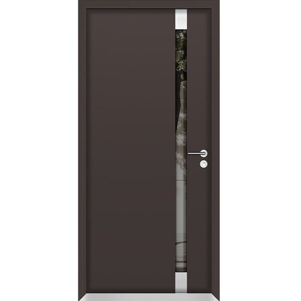 Vdomdoors Aluminum Door Cynex 6777 Brown Entry Steel Metal Modern Painted W36xH80 Left Inswing CYNEX6777EXD-BRW-W36xH80-LH-I - main