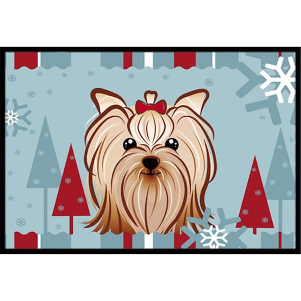 Carolines Treasures BB1700MAT Winter Holiday Yorkie Yorkishire Terrier Indoor & Outdoor Mat, 18 x 27 in. BB1700MAT - main