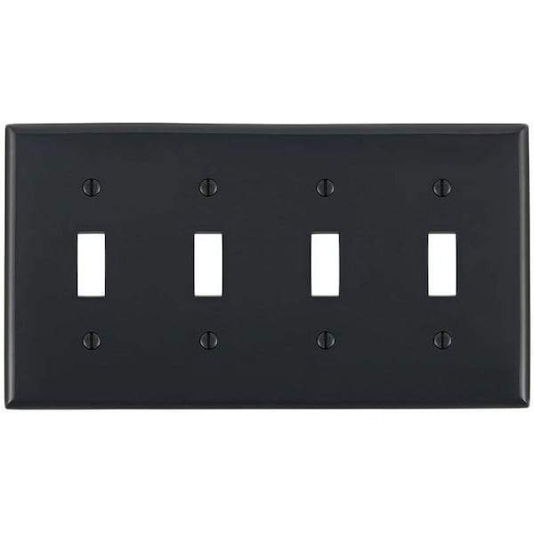 Leviton Switch Wallplate, Standard Size, Gang 4, Black 80712-E - main