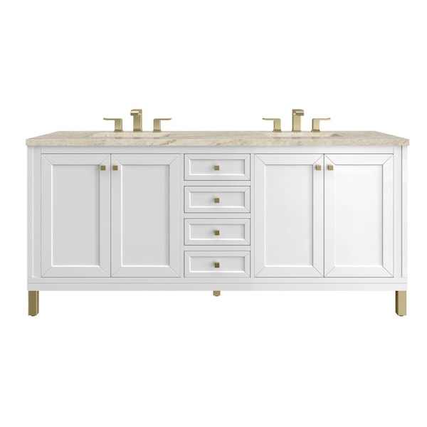 James Martin Vanities Chicago 72" Double Vanity, Glossy White, w/ 3 CM Tajnar Eclos Top 503-V72-GW-3TJR - main