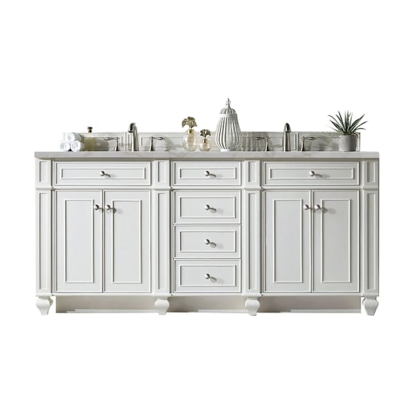 James Martin Vanities Bristol 72'' D Vanity, Bright White w/ Victorian Sil Silestone Top w/FreePower Wireless Charger 157-V72-BW-FVSL - main