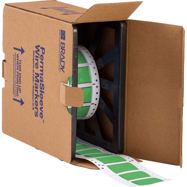 Brady PermaSleeve HX Heat Shrink Double Sided Wire Marking Sleeves, Green, 0.75 in. Dia x 2 in. W 2HX-750-2-GR - main