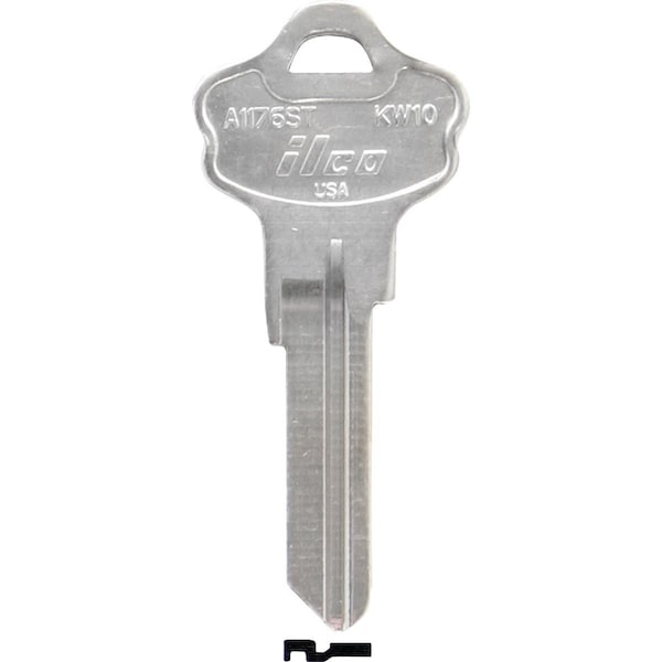 Ilco Kwikset Nickel Plated House Key KW10 / A1176ST, 10PK IAL01501032 - main