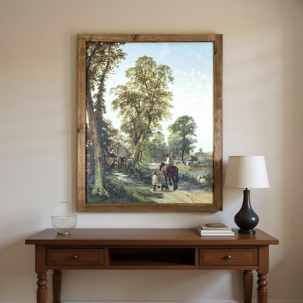 Homeroots 24" X 19" Green And Brown Horse Trail Landscape Wood Framed Art 636015 - main