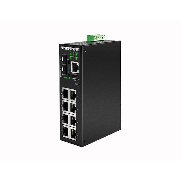 Patton Managed Industrial PoE+ Ethernet Switch; 8 x PoE+ 10/100/1000 FP2008E/2SFP/8AT/48DC - main