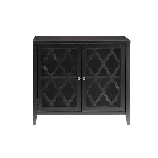 Homeroots 34in Black Sideboard with Two Glass Doors 286454 - main
