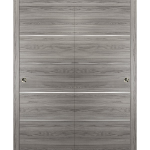 Sartodoors Sliding Closet Bypass Doors with hardware, Planum 0020 Ginger Ash, Sturdy Rails Moldings Trims Hard PLANUM0020DBD-GA-48 - main