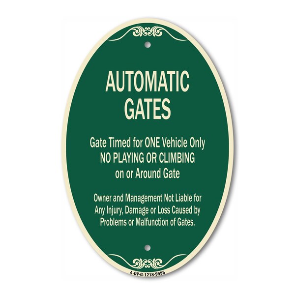 Signmission Automatic Gates Gate Timed For One Vehicle On, 12 In X 18 In Architectural, Heavy Gauge Aluminum A-OV-G-1218-9995 - main