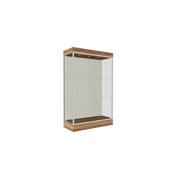 Ghent 76''H x 48''W x 20''D Edge Display Case 6'' Base w/ White Back & Satin Frame 92LFWH-SN-PUO - main