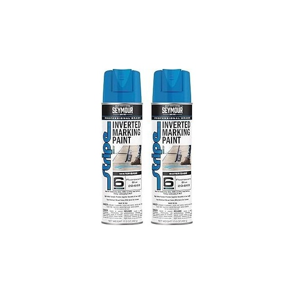 Seymour Midwest Stripe 6-Series Inverted Ground Marking Paint, Fluorescent Blue net 17oz., 2PK 20669-2 - main