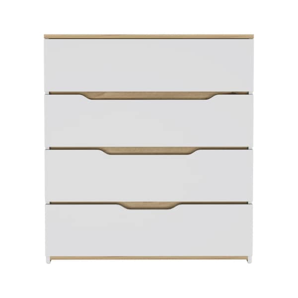 Homeroots 31" Brown and White Four Drawer Standard Chest 478259 - main