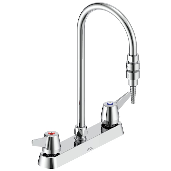 Delta Commercial W67 Series Mixing Faucet Two Handle 8 In Deck-Mount Laboratory Mixing Faucet In Chrome W6740-9-C - main