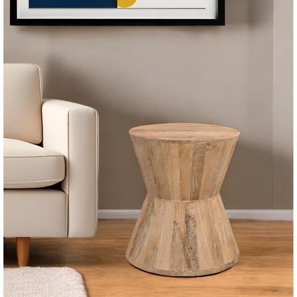 Homeroots 18" Wood Brown And Brown Wood Solid Wood Round End Table 521946 - main