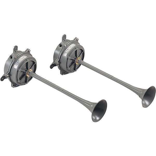 Federal Signal Resonating Horn, Horn, Continuous, 120V AC, 105 dB, Cast Aluminum, Gray, Pivot/Swivel Mount 55-120-1 - main
