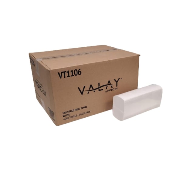 Morcon Valay Multi-Fold Towels, 1-Ply, 9.05 x 9.25, White, 250 Towels, 16PK VT1106 - main