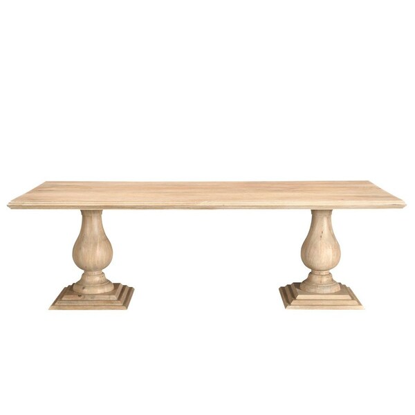 Homeroots 96" Natural Wood Double Pedestal Base Dining Table 554335 - main