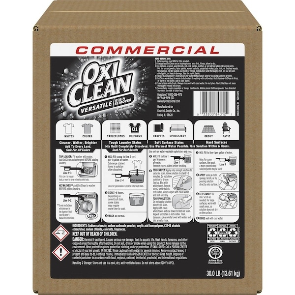 Church & Dwight Co. OxiClean, Stain Remover, Regular Scent, 30 Lb Box 3320084012 - main