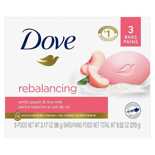 Dove Rebalancing White Peach and Rice Milk Beauty Bar Soap, 9.51 Ounce, 12PK 64370087 - main