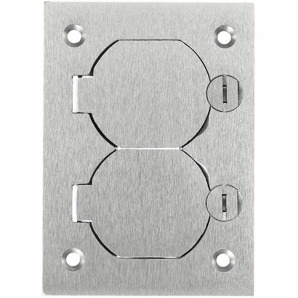 Hubbell Wiring Device-Kellems Box Cover, Floor Box Type, 1 Gang, Aluminum, Duplex Receptacle Cover Type SA3825 - main