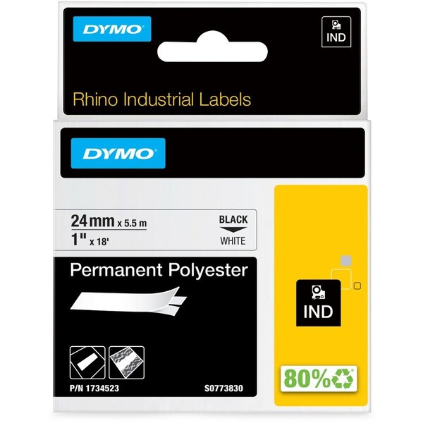 Dymo Label Tape Cartridge, Black/White, Labels/Roll: Continuous 1734523 - main