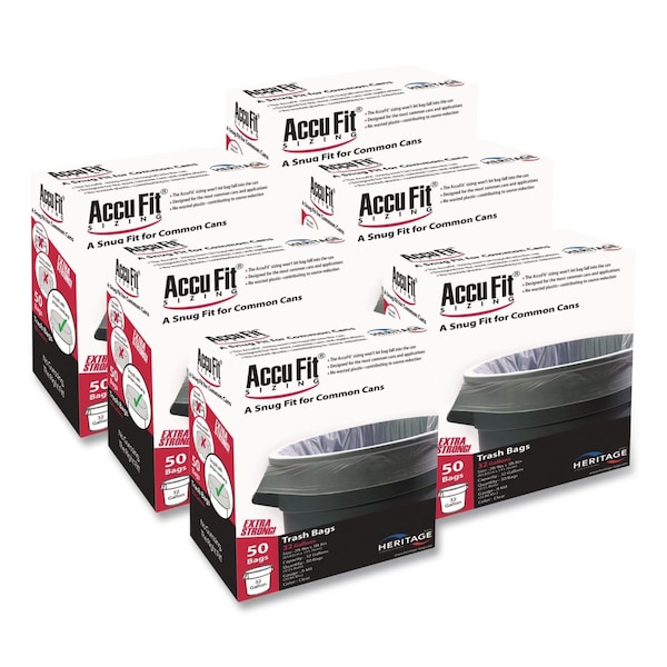 Accufit 23 gal Trash Bags, 28 in x 45 in, Premium, 0.9 mil, Clear, 300 PK H5645TC RC1 - main