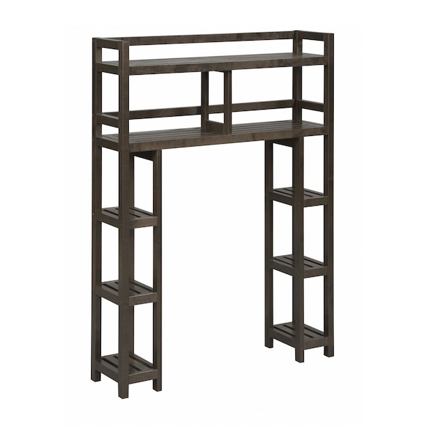 Homeroots Espresso Finish 2 Tier Solid Wood Over Toilet Organizer 380018 - main