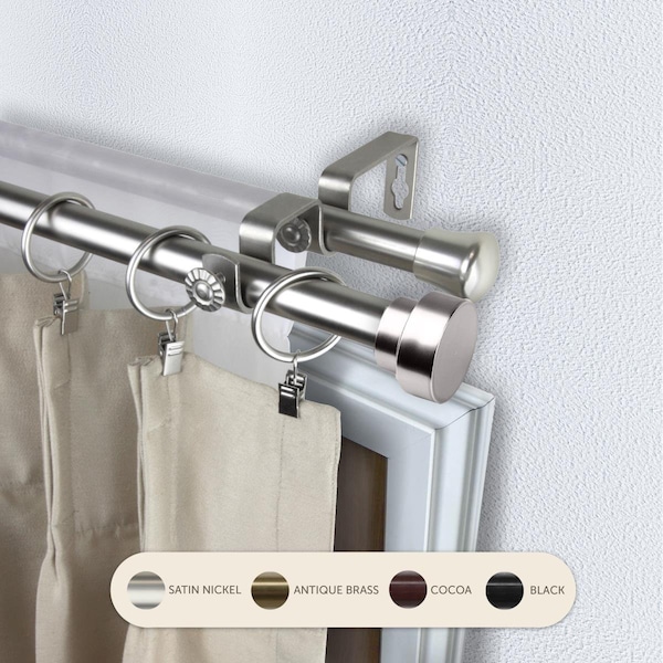 Central Design 0.8125 in. Cappa Double Curtain Rod with 120 to 170 in. Extension, Satin Nickel 4737-995 - main