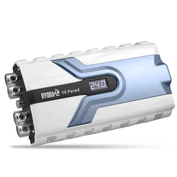Pyle 10 Farad Digital Power Capacitor, High-Performance Car Audio Accessory with Blue Digital Display PLMRCAP100 - main
