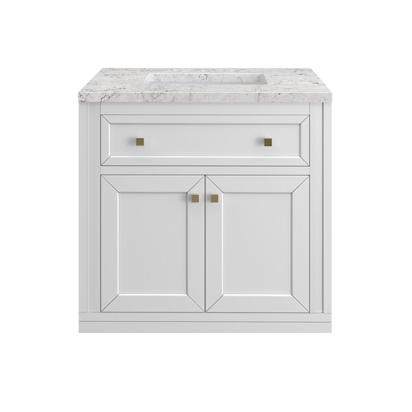 James Martin Vanities Chicago 30 in. Single Vanity, Glossy White, w/ 3 CM Eternal Jasmine Pearl Silestone Top 503-V30-GW-3EJP - main