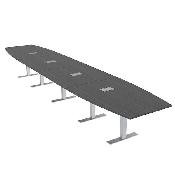 Skutchi Designs 20ft Conference Table With Power Unit | 20 Person Modular Boat Meeting Table | Harmony Series HAR-BOT-48X240-T-WA7949-ESIL - main