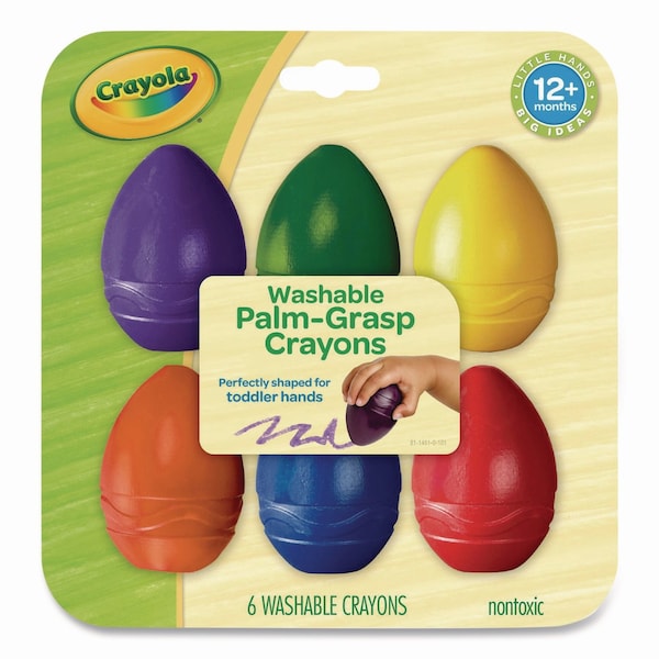 Crayola My First Washable Palm Grasp Crayons, Regular Size, 6 Assorted Colors, 6PK 81-1451 - main